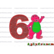 Barney Dinosaur Applique 02 Embroidery Design Birthday Number 6