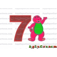 Barney Dinosaur Applique 02 Embroidery Design Birthday Number 7