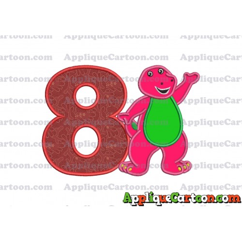 Barney Dinosaur Applique 02 Embroidery Design Birthday Number 8