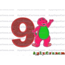 Barney Dinosaur Applique 02 Embroidery Design Birthday Number 9