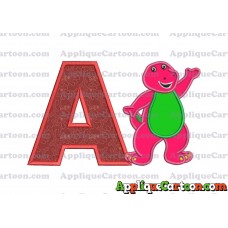 Barney Dinosaur Applique 02 Embroidery Design With Alphabet A