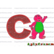 Barney Dinosaur Applique 02 Embroidery Design With Alphabet C