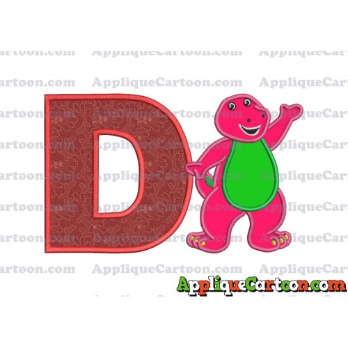 Barney Dinosaur Applique 02 Embroidery Design With Alphabet D
