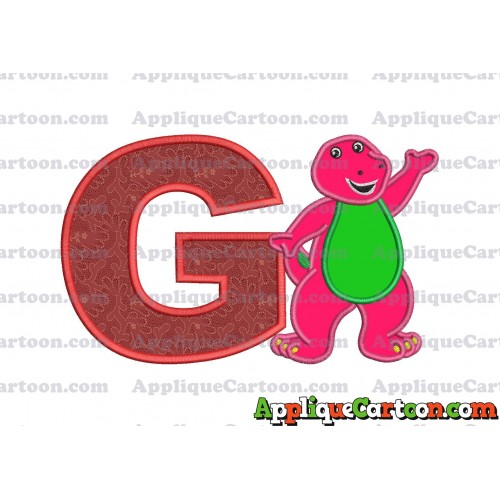 Barney Dinosaur Applique 02 Embroidery Design With Alphabet G