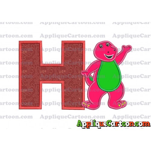 Barney Dinosaur Applique 02 Embroidery Design With Alphabet H