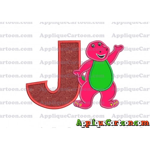 Barney Dinosaur Applique 02 Embroidery Design With Alphabet J