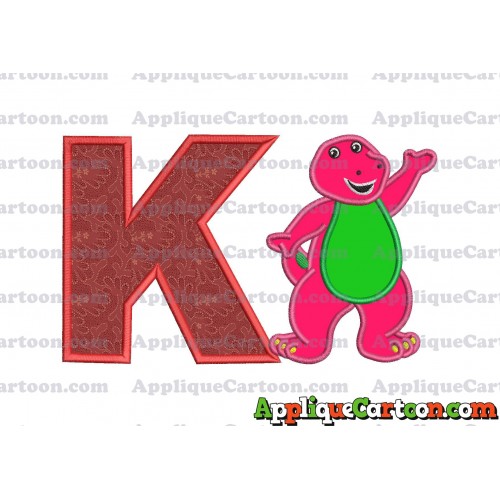 Barney Dinosaur Applique 02 Embroidery Design With Alphabet K