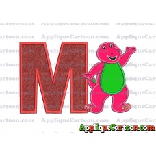 Barney Dinosaur Applique 02 Embroidery Design With Alphabet M