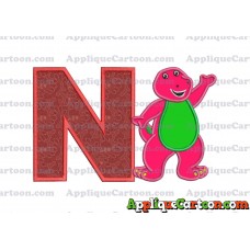 Barney Dinosaur Applique 02 Embroidery Design With Alphabet N