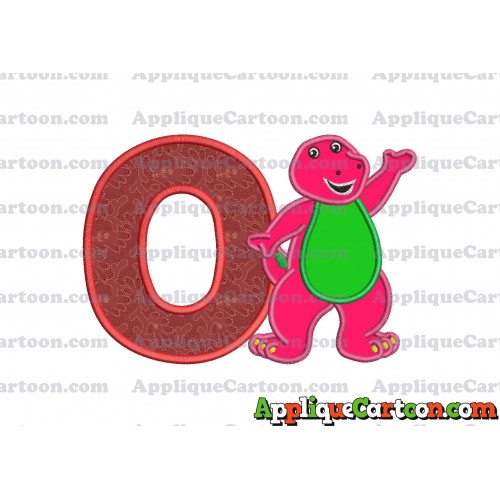 Barney Dinosaur Applique 02 Embroidery Design With Alphabet O