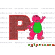 Barney Dinosaur Applique 02 Embroidery Design With Alphabet P