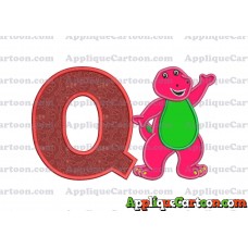 Barney Dinosaur Applique 02 Embroidery Design With Alphabet Q