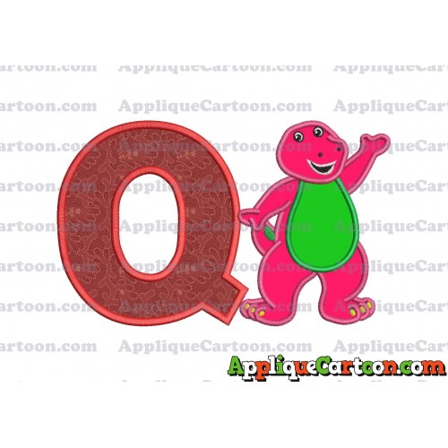 Barney Dinosaur Applique 02 Embroidery Design With Alphabet Q