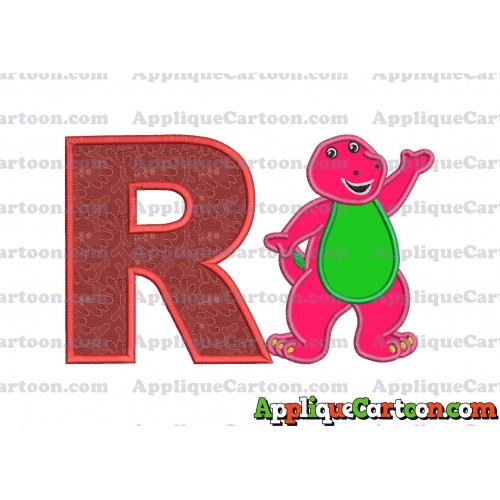Barney Dinosaur Applique 02 Embroidery Design With Alphabet R