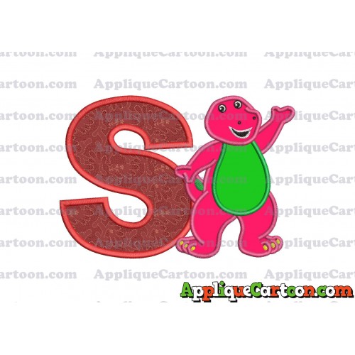 Barney Dinosaur Applique 02 Embroidery Design With Alphabet S