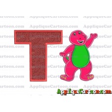 Barney Dinosaur Applique 02 Embroidery Design With Alphabet T
