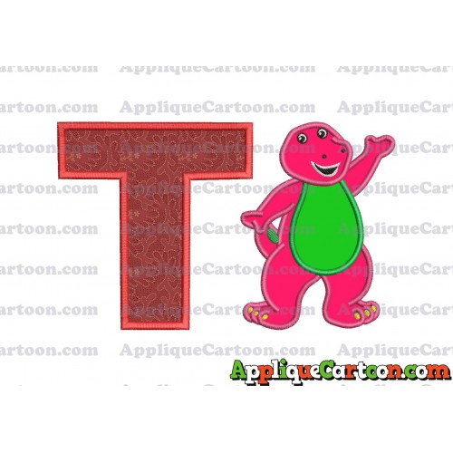 Barney Dinosaur Applique 02 Embroidery Design With Alphabet T