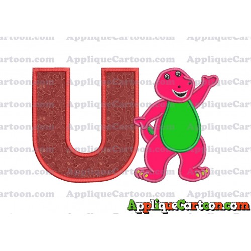 Barney Dinosaur Applique 02 Embroidery Design With Alphabet U