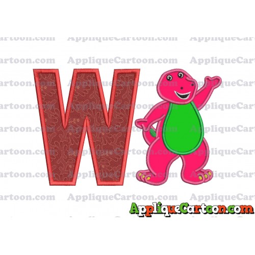 Barney Dinosaur Applique 02 Embroidery Design With Alphabet W