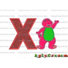 Barney Dinosaur Applique 02 Embroidery Design With Alphabet X
