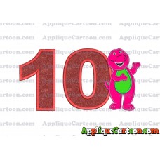 Barney Dinosaur Applique 03 Embroidery Design Birthday Number 10