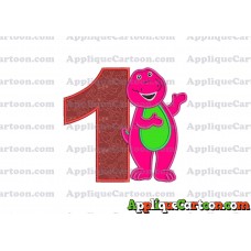 Barney Dinosaur Applique 03 Embroidery Design Birthday Number 1