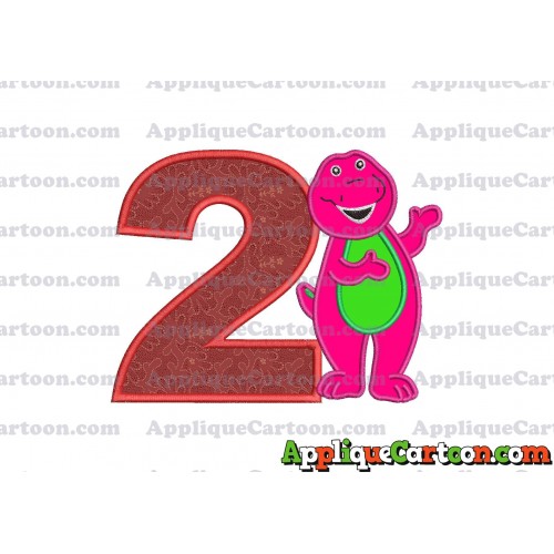 Barney Dinosaur Applique 03 Embroidery Design Birthday Number 2