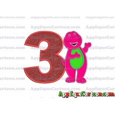 Barney Dinosaur Applique 03 Embroidery Design Birthday Number 3