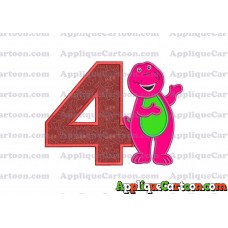 Barney Dinosaur Applique 03 Embroidery Design Birthday Number 4