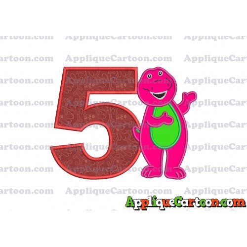 Barney Dinosaur Applique 03 Embroidery Design Birthday Number 5