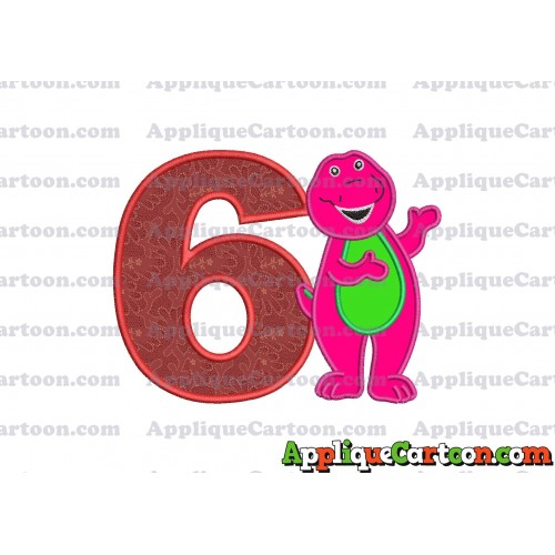 Barney Dinosaur Applique 03 Embroidery Design Birthday Number 6