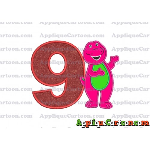 Barney Dinosaur Applique 03 Embroidery Design Birthday Number 9