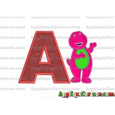 Barney Dinosaur Applique 03 Embroidery Design With Alphabet A