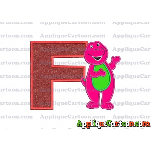 Barney Dinosaur Applique 03 Embroidery Design With Alphabet F