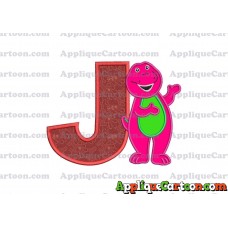 Barney Dinosaur Applique 03 Embroidery Design With Alphabet J