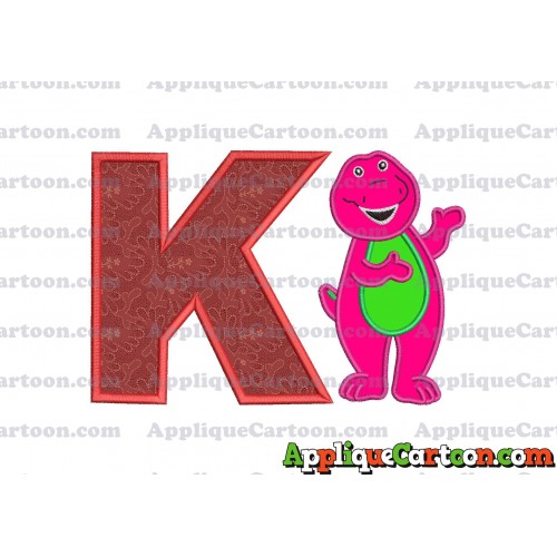 Barney Dinosaur Applique 03 Embroidery Design With Alphabet K