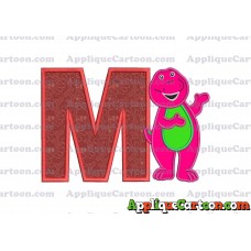 Barney Dinosaur Applique 03 Embroidery Design With Alphabet M