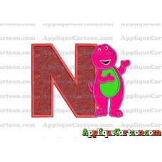 Barney Dinosaur Applique 03 Embroidery Design With Alphabet N