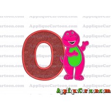 Barney Dinosaur Applique 03 Embroidery Design With Alphabet O