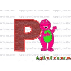 Barney Dinosaur Applique 03 Embroidery Design With Alphabet P