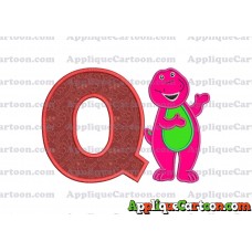 Barney Dinosaur Applique 03 Embroidery Design With Alphabet Q