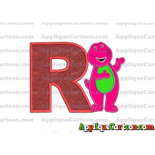 Barney Dinosaur Applique 03 Embroidery Design With Alphabet R