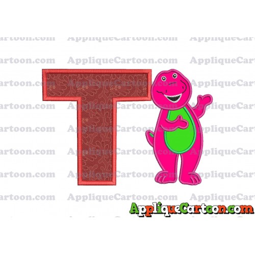 Barney Dinosaur Applique 03 Embroidery Design With Alphabet T