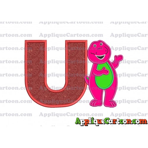 Barney Dinosaur Applique 03 Embroidery Design With Alphabet U