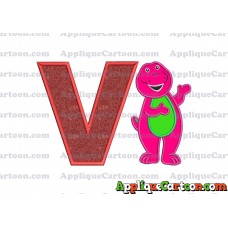 Barney Dinosaur Applique 03 Embroidery Design With Alphabet V