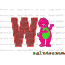 Barney Dinosaur Applique 03 Embroidery Design With Alphabet W