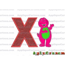 Barney Dinosaur Applique 03 Embroidery Design With Alphabet X