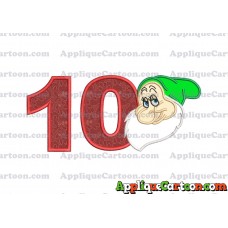 Bashful Snow White Applique Design Birthday Number 10