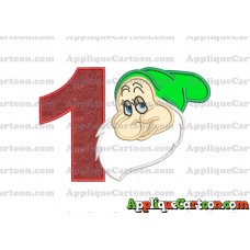 Bashful Snow White Applique Design Birthday Number 1