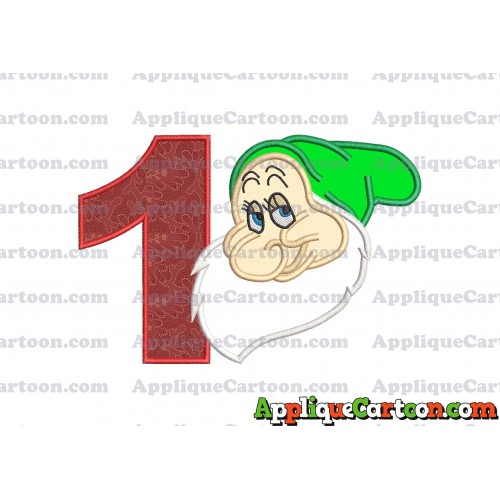 Bashful Snow White Applique Design Birthday Number 1